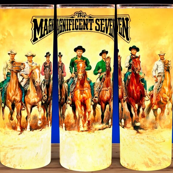The Magnificent Seven 60s Steve McQueen Cowboy Western Cup Mug Tumbler - Picture 1 of 3